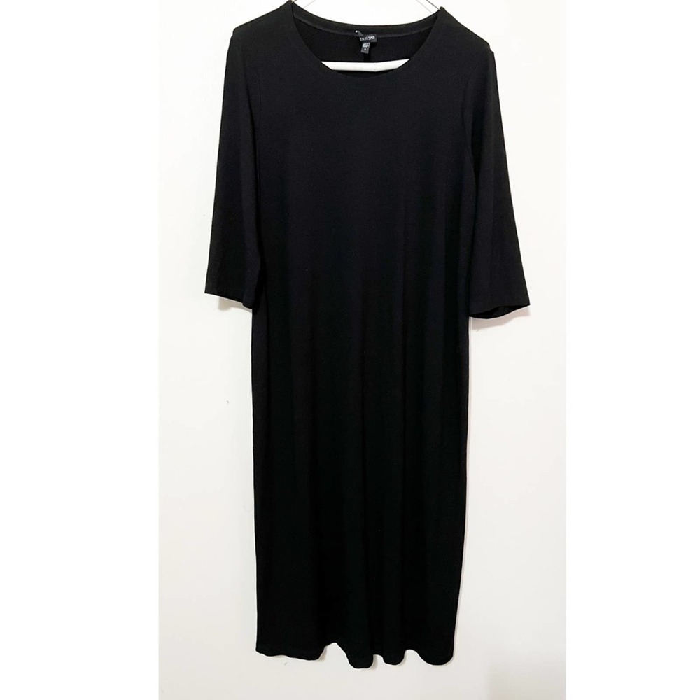 Eileen Fisher Jersey Knit Black Midi Dress S - Picture 3 of 9